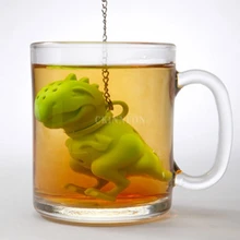 200 шт./лот, модный Чайный фильтр с динозавром, ситечко для чая, ПЕРФОРИРОВАННОЕ ситечко для трав и специй, фильтр-диффузор, ситечко