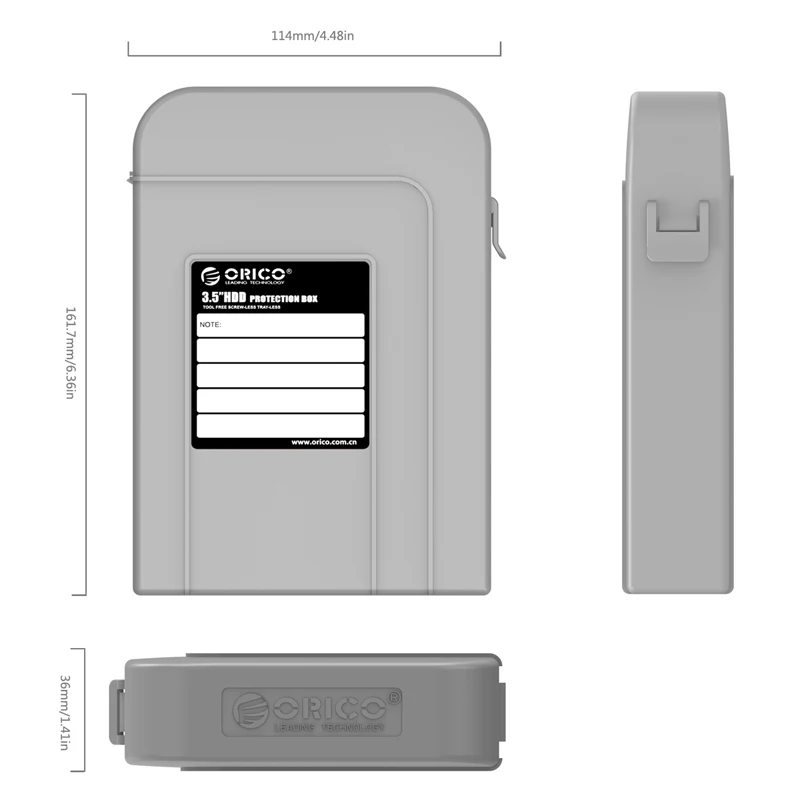 Caja protectora ORICO PHI-5S-GY Simple HDD para carcasa HDD de 35 pulgadas con función impermeable