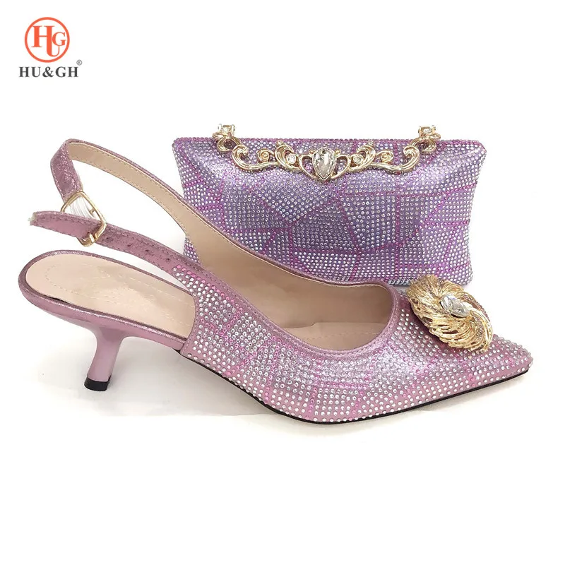 

2019 New Summer Shoes and Bag Set African Sets Gold Color Italian Shoes with Matching Bags fashion Women Shoes and Purse Wedding