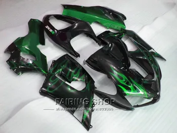 

Green flame Fairing kit zx6r 05 06 2005 2006 Injection mold Fairings For Kawasaki Ninja Customize free v89