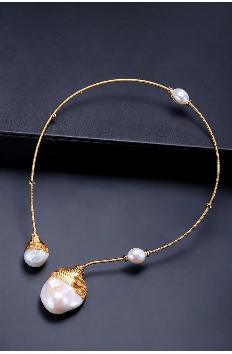 DAIMI Роскошные Ожерелье огромный барокко жемчужина ручной работы ювелирные изделия Жемчужное Колье под шею Collares de moda