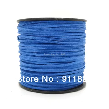

Free Shipping 100 Yard/Roll 3mm x 1.5mm Blue Colors Faux Suede Cord Leather Lace For Bracelets Jewelry Making Supplies