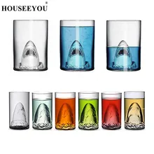HOUSEEYOU, 2 шт./лот, стеклянная кофейная кружка для путешествий, Акула, чай, пиво, чашка для воды, забавные кружки для рождественской вечеринки, подарки для взрослых и детей, чашки для эспрессо