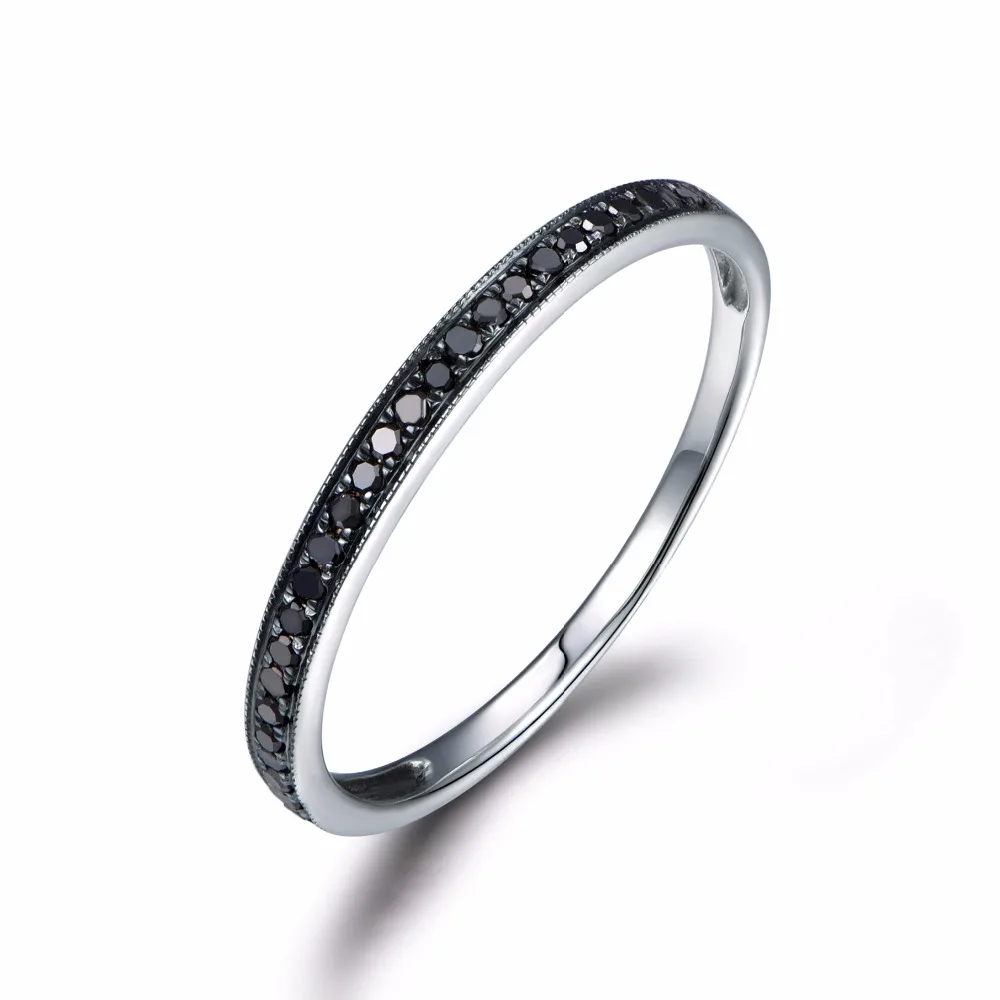 MYRAY Black Diamond Wedding Band Engagement Ring Bezel Set