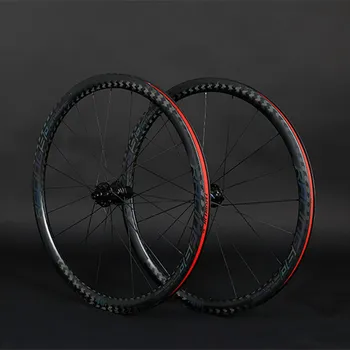 

700C Carbon Fiber Wheels Thru-axle F12*100-R12*142mm Carbon Wheelset 700C Road disc Wheels Colorful Decal