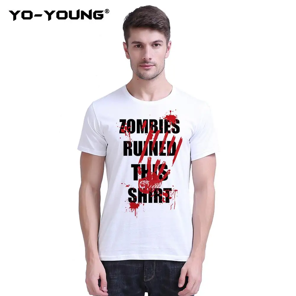 Yo-Young Men Забавные футболки Zombies Ruines эта футболка с принтом 100% хлопок 180 gsm