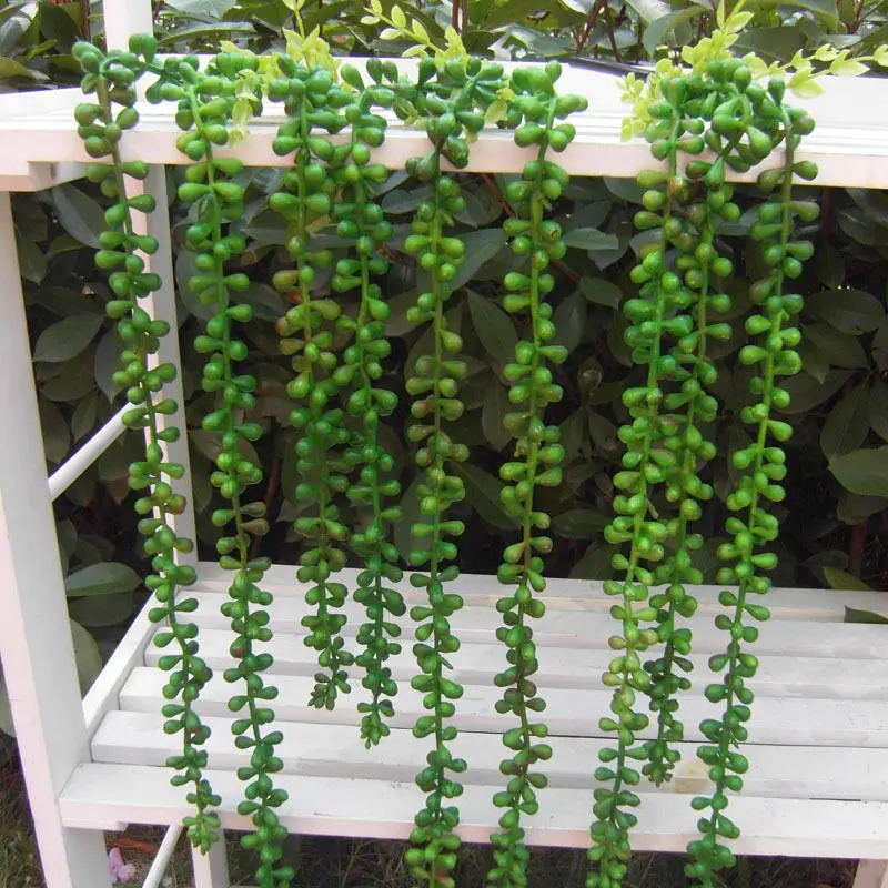 

62cm Artificial Succulents Pearls Fleshy Green Vine Flower Hanging Rattan Wall Artificial Flower Lover Tears succulent plants