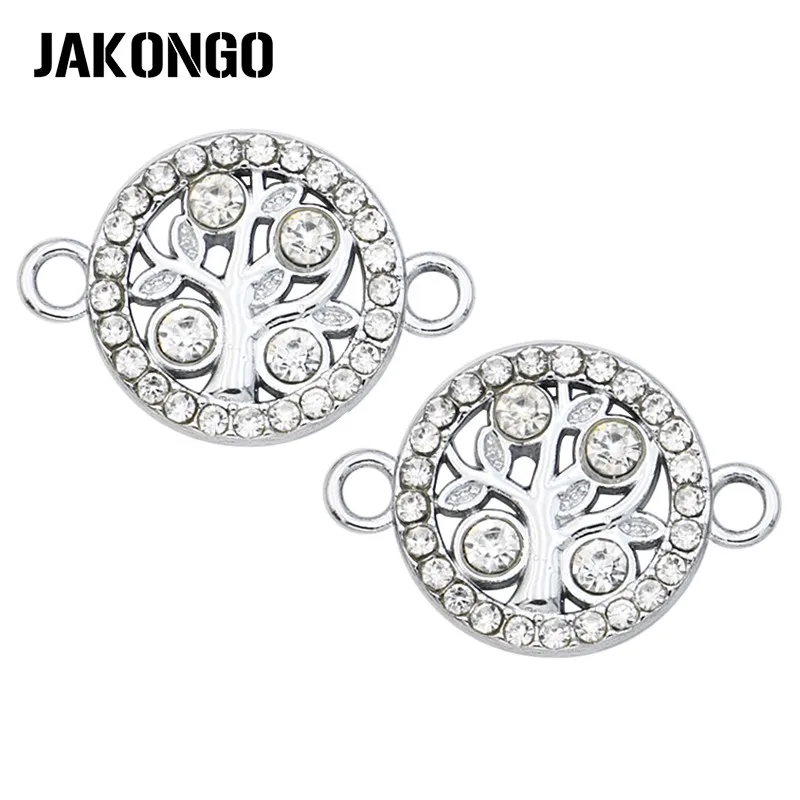 

JAKONGO Silver Color Crystal Tree Connectors for Jewelry Making Bracelet Jewelry Findings DIY Accessories 23x16mm 5pcs/lot
