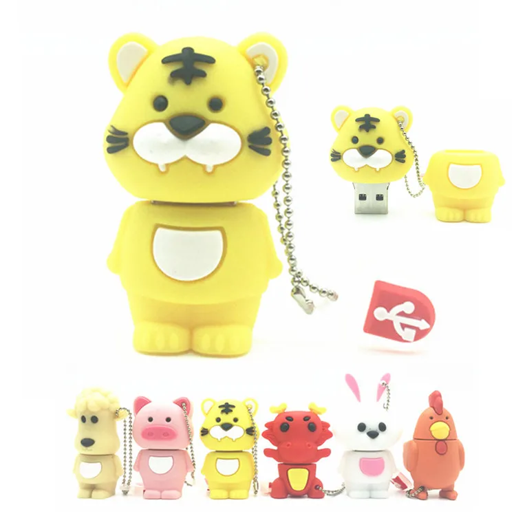 Новый USB флеш-накопитель Китайский Зодиак Животное Змея курица кролик Тигр