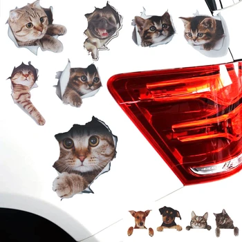 

Car sticker fashion car accessories 3D stereo anime funny creative personality kitten simulation car styling