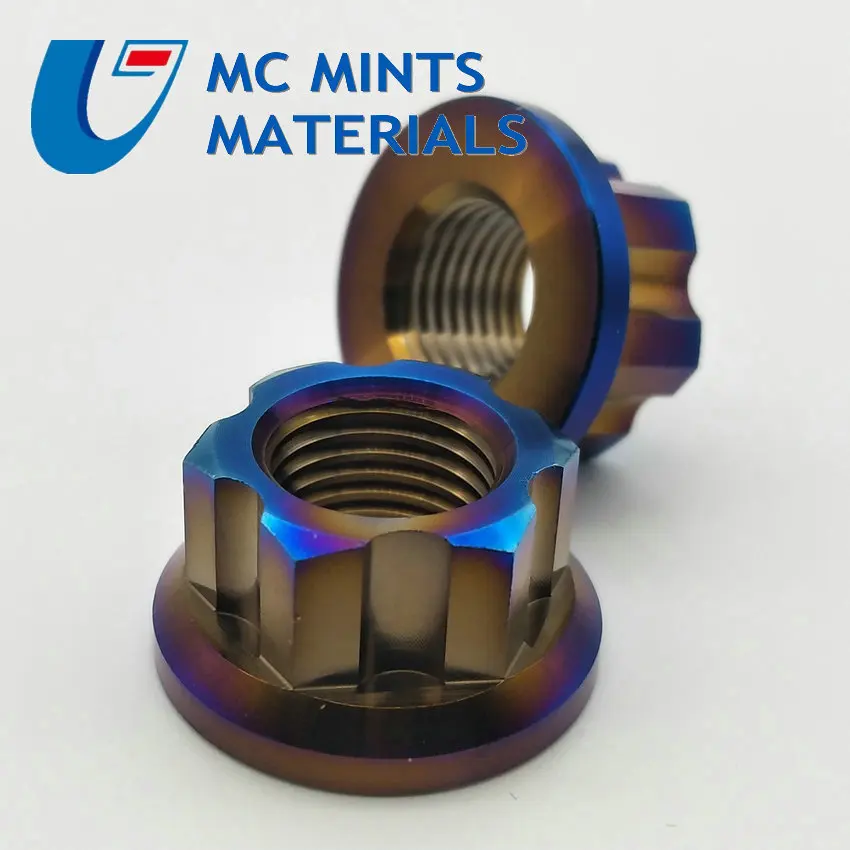 Титановая Фланцевая гайка Torx для мотоцикла M10 M12 и M14 обожженный синий цвет Ti осевая гайка титановый винт гайки Ti Застежка 1/2/шт