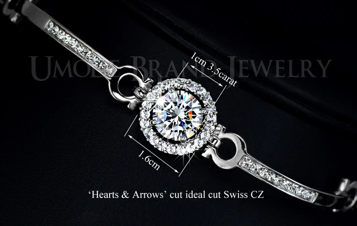 UMODE сверкающий белый золотой цвет сердца & стрелы кубического циркония браслеты