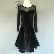 Стиль латинского танца костюм сексуальные марли с длинными рукавами платье латинского танца для женщин латинские танцы конкурсные платья A93 S-4XL