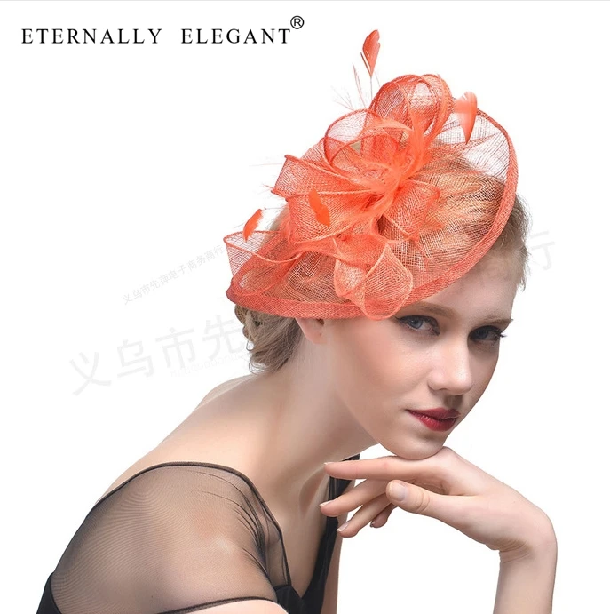 Новинка, головной убор из пряжи с перьями, модная шляпа, элегантные женские вечерние винтажные головные уборы для свадебной вечеринки EE2401
