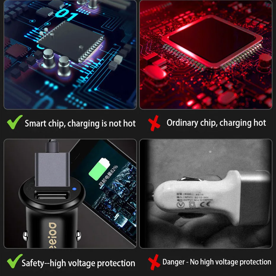 Leeioo автомобильное зарядное устройство с двумя Usb 4.8A автомобильный светильник-сигарета er Универсальное USB Автомобильное зарядное устройство с синим светодиодным светильник для iphone Sumsung Xiaomi