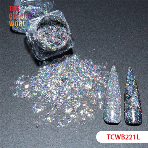 TCWB221L высокое качество Galaxy голографический лазер серебряные хлопья для украшения ногтей гель для ногтей и другие украшения - Цвет: 200g