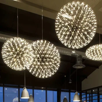 

Modern Firework Pendant Lights bar LED Stainless Steel ball pendant Lamp For Bar/Restaurant Lamparas Lustre 85-240V Round Light
