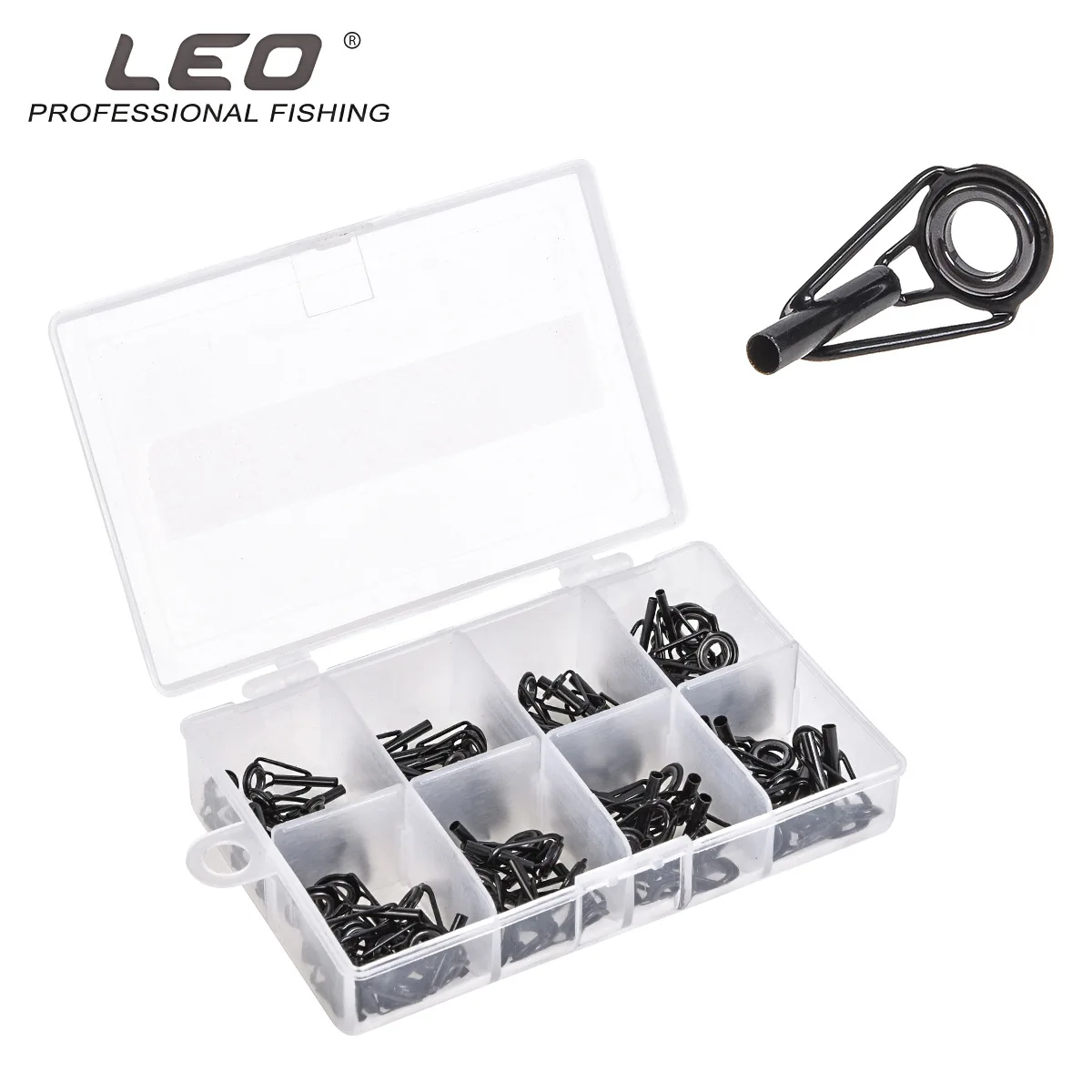 

80pcs/lot Leo Fishing Guide Ring Suit 27925 Black Stainless Steel Ceramic Lure Fishing Accessories Pesca 8 Kinds Size Guide Ring