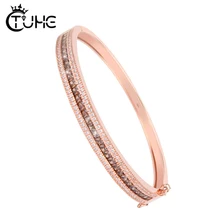 Фирменный дизайн, Серебро S925 пробы, коричневый браслет для женщин, блестящие коричневые кристаллы, стразы, цветные серебряные ювелирные изделия