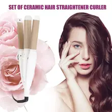 3 In 1 Professional Hair Straightening& Corrugating& Curling Flat Iron Hair Straightener Brush Salon Hair Styling Tools