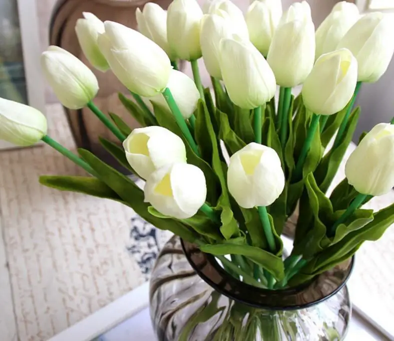 

100 Pcs/lot Tulip Artificial Flower PU Artificial Bouquet Real Touch Flowers For Home Wedding Decoratiom Supplies