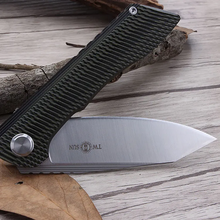 TS76 Two Sun Knife With D2 blade Shipping Dark Green titanium Handle Gift Knife Junting Hiking Knife Tactical Camping Knifel TS76 Two Sun Knife With D2 blade Shipping Dark Green titanium Handle Gift Knife Junting Hiking Knife Tactical Camping Knifel