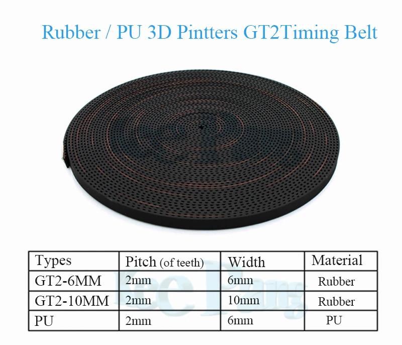 KINGROON 1 метр GT2 открытых зубчатых пояса Ширина 6 мм 10 мм для 3D принтеры Запчасти черный резиновый 2 GT-6 мм PU синхронный Ремни аксессуары