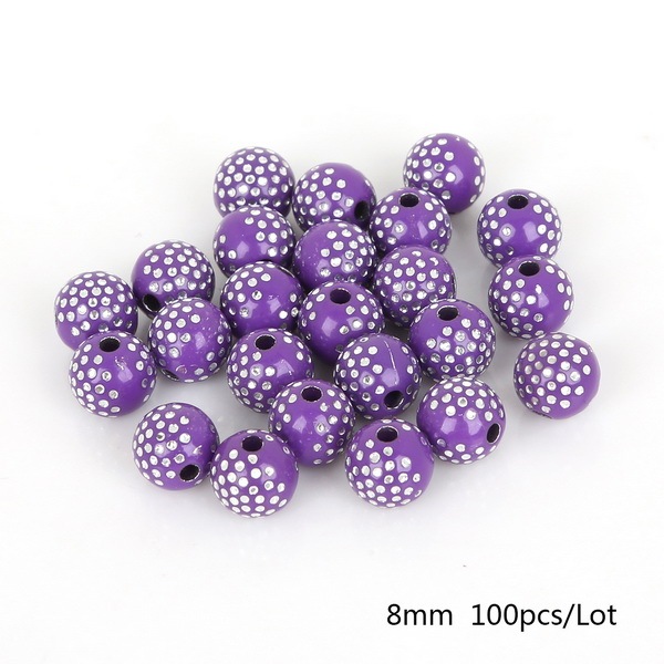 8mm Dots Print Shiny Crystal Acrylic Beads Round Loose Spacer Beads For Jewelry Making DIY Bracelet Necklace