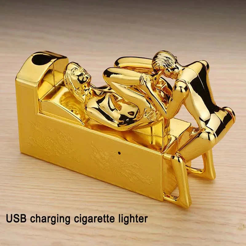 

USB Charging Sexy electric lighter with Sound Metal Windproof cigarette lighter Creative Arc Smoking Lighters Cigar Accessories