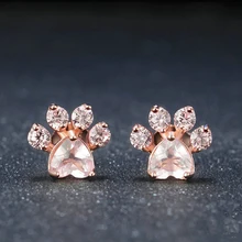 CUTEECO ножка медведя 5x5,5 мм натуральный кристалл розовый камень розовое золото цвет серьги гвоздики для женщин ювелирные изделия подарок