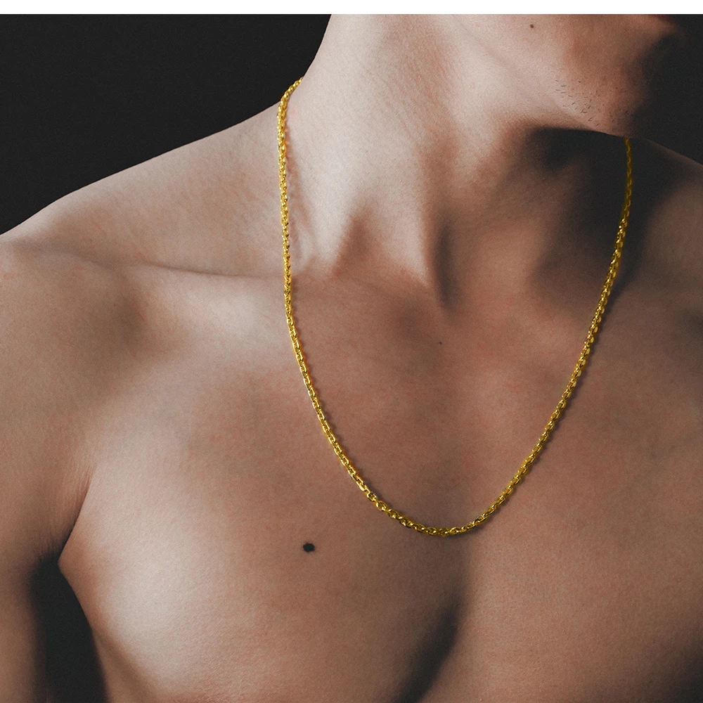 

Men O word chain Only necklaces without pendants Boy necklace men Gold-color necklace Free shipping