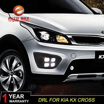 

Free shipping 12V 6000k LED DRL Daytime running light case for KIA KX CROSS 2017 2018 fog lamp frame KX CROSS Fog light