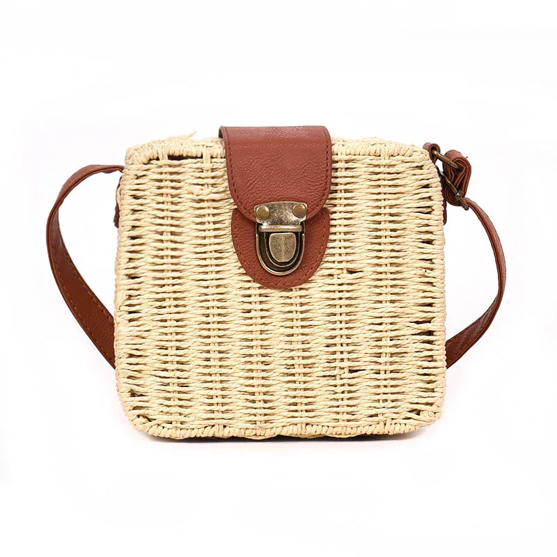 drawstring straw bag