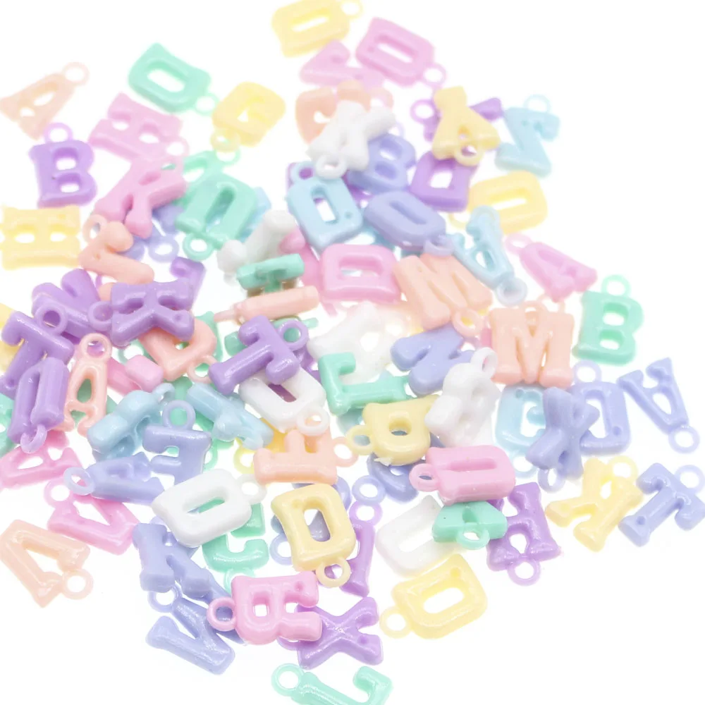 

CHONGAI 100Pcs Acrylic Hanging Hole Candy Color Letters Beads For Jewelry making Kids DIY 18mm