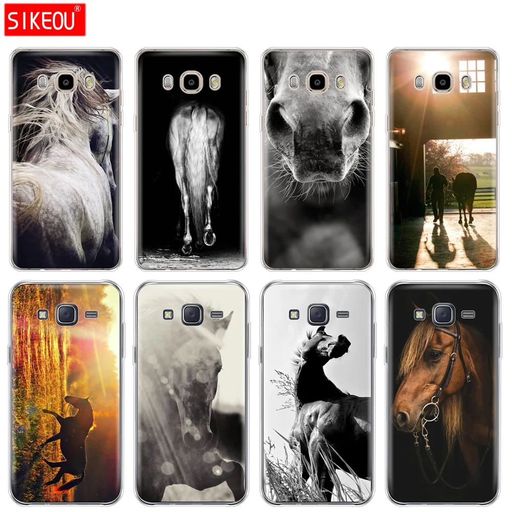 

silicone cover phone case for Samsung Galaxy J1 J2 J3 J5 J7 MINI 2016 2015 prime Sunset and horse