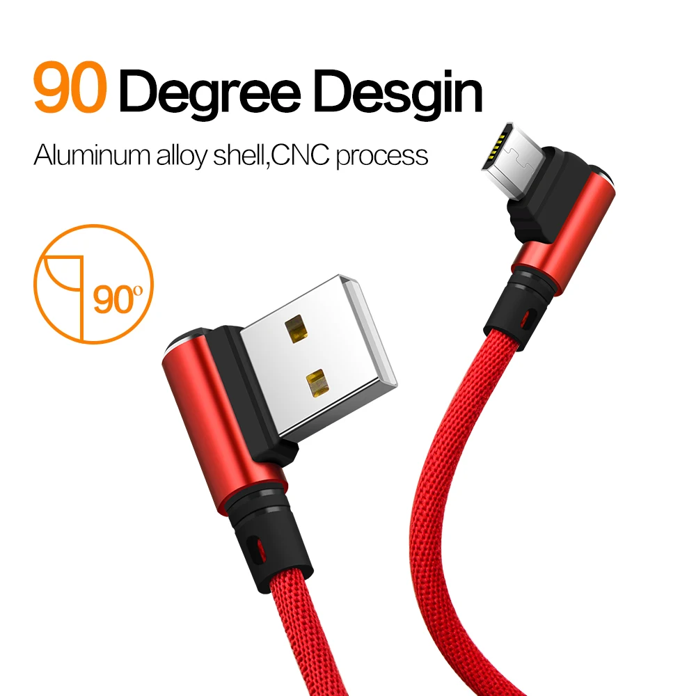 ZRSE Micro USB кабель 90 градусов 1 м кабель для передачи данных в металлической оплетке L Тип изгиба кабель для быстрой зарядки игры для Android Xiaomi samsung LG