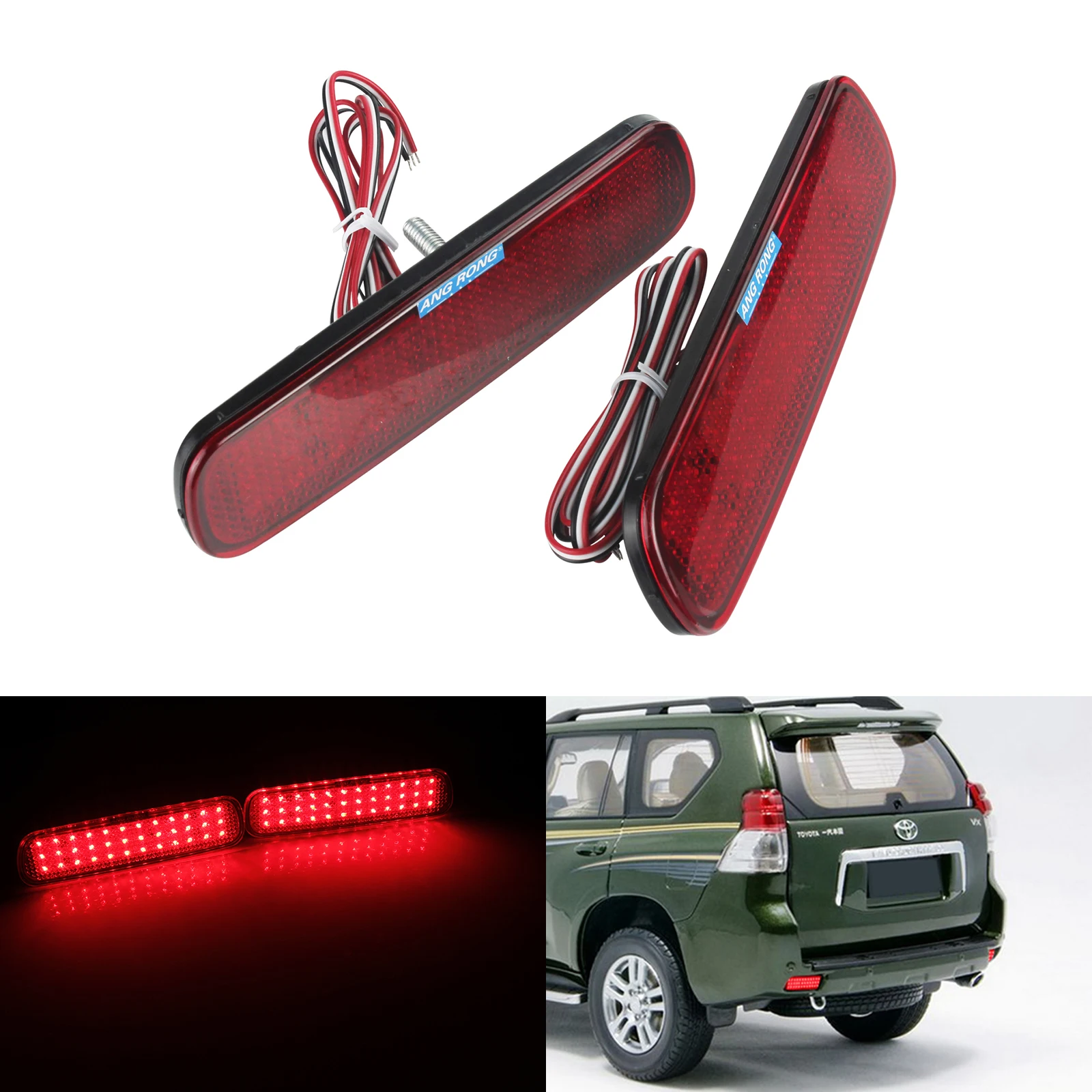 

ANGRONG 36 SMD LED Rear Bumper Reflector Tail Stop Brake Fog Light Red For Lexus Toyota