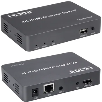 

PUZHIJIE 4K30Hz HDMI Extender 150m over TCP/IP Cat6 Ethernet Cable HDMI Transmitter Receiver with IR HDMI Splitter for HDTV