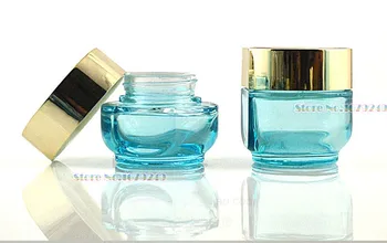 

30g Light blue Clear Glass Jar Empty Cream Jars Cosmetic Packaging Containers cosmetic jar,plastic cap jar 100pcs/lot