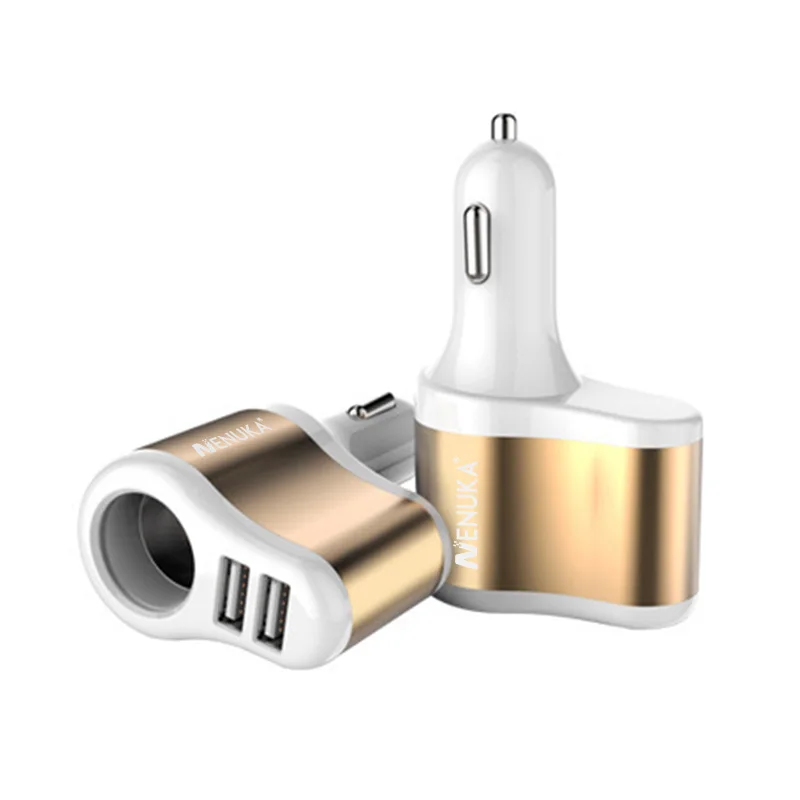 Ненука автомобиля Зарядное устройство прикуриватель 2-Порты USB Зарядное устройство 2.1A автомобиля-Зарядное устройство мобильного телефона, Универсальные наушники для iPhone samsung зарядки - Тип штекера: Gold