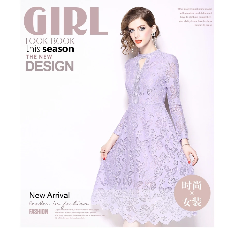 2019 Весна для женщин фиолетовый кружево платья вечеринок новый дизайн Vestidos