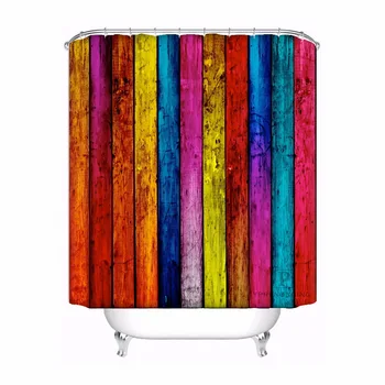 

Custom Old wood Retro Cartoon Shower Bath Bathroom Curtain Mildewproof Waterproof Polyester Various Sizes#0421-21-51
