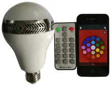 5W E27 Wireless Bluetooth Speaker RGB Color Smart LED Light Bulb Lamp Smart wireless remote control speaker music