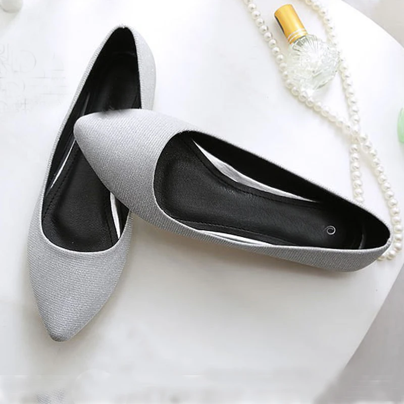 Женские туфли с острым носком на плоской подошве|slip on|flats canvasleather flats |