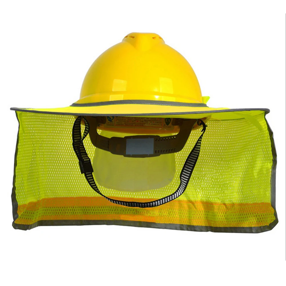 

High Visibility Reflective Hard Hat Sun Shield Full Brim Mesh Neck Sunshade Protection Safurance Reflective Stripe Neck Shield