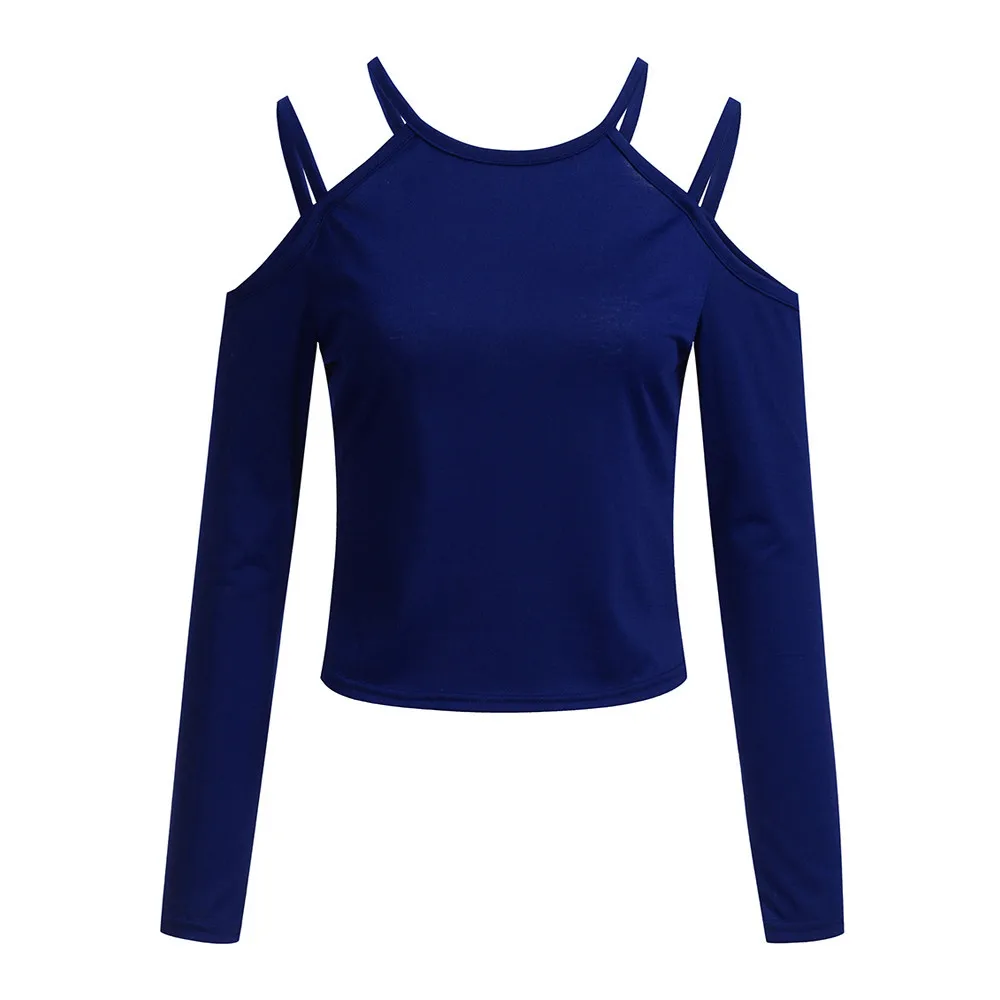 Plus Size Sexy Off Shoulder Tops T Shirts Women Slim fit Long Sleeve Solid Color Elegant Shirt Tops Femininas#YJP