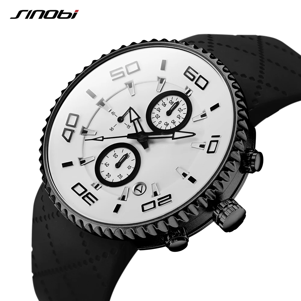 

SINOBI Men's Chronograph Multifunctional Men's Watch Silicone Strap Quartz Watch Waterproof Sports Watch Relogio Masculino