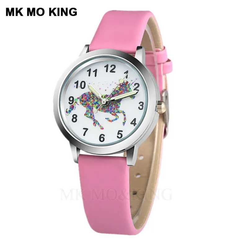 

New 3D Cartoon Unicorn Crystal Leather Kids Watch Time Girls Boys Kids Quartz Cool Sport Wristwatch Gifts Clock Relojes