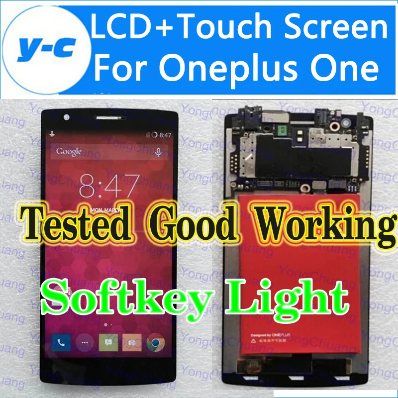 For Oneplus One LCD Display+Touch Screen With softkey illumination light New Digitizer Glass Panel for One plusone 5pcs lot 100% new original oneplus one lcd screen touch panel digitizer for oneplus one 64gb 16gb lcd display 100%tested