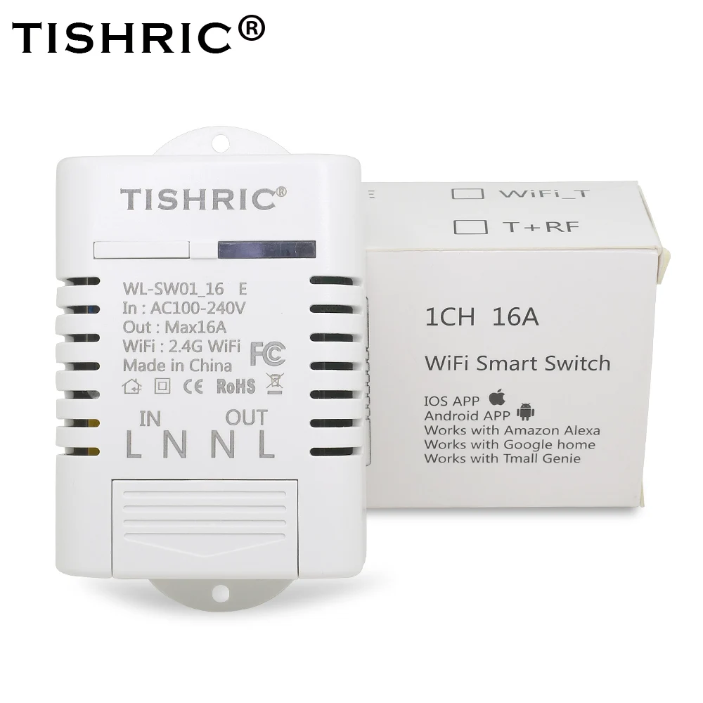 16A TISHRIC eWeLink Wifi умный переключатель/таймер, светильник, модуль 220 В, 10А/16А, дистанционное управление, поддержка Alexa Google/умный дом, автоматизация - Комплект: 16A